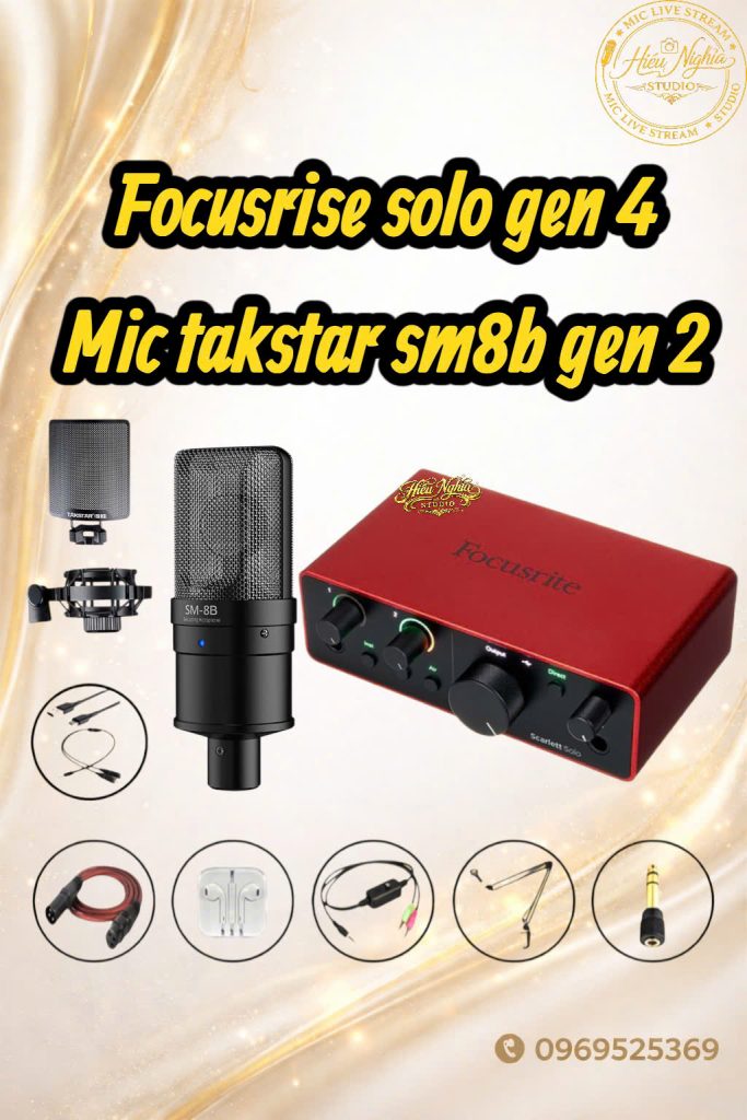 COMBO THU ÂM LIVESTREAM FOCUSRISE SOLO GEN 4 MIC SM8B GEN 2