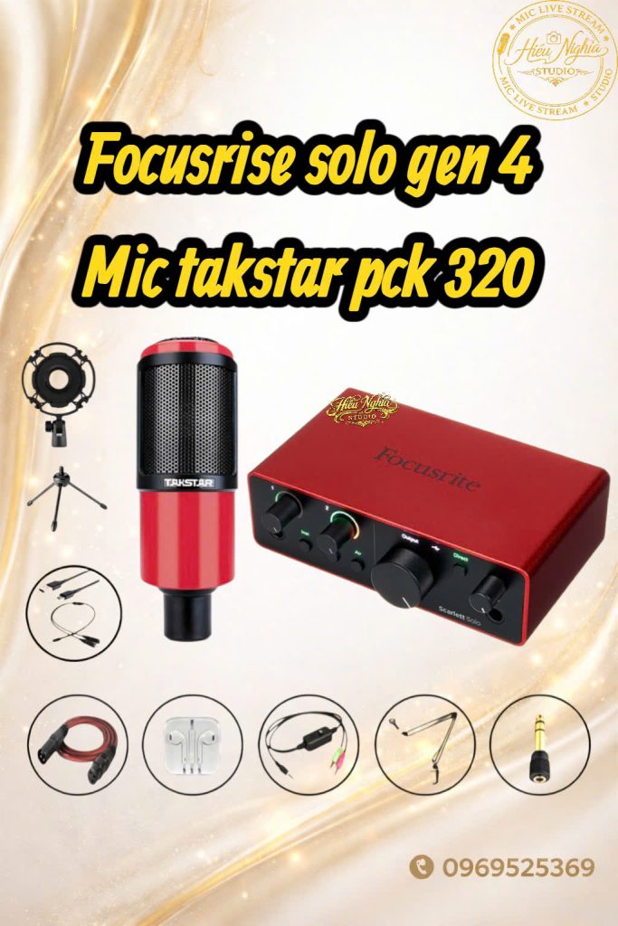 COMBO THU ÂM LIVESTREAM SOUNDCAR FOCUSRISE SOLO GEN 4 MIC TAKSTAR PCK-320