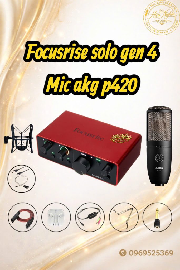 COMBO THU ÂM LIVESTREAM SOUNDCAR FOCUSRISE SOLO GEN 4 MIC AKG P420