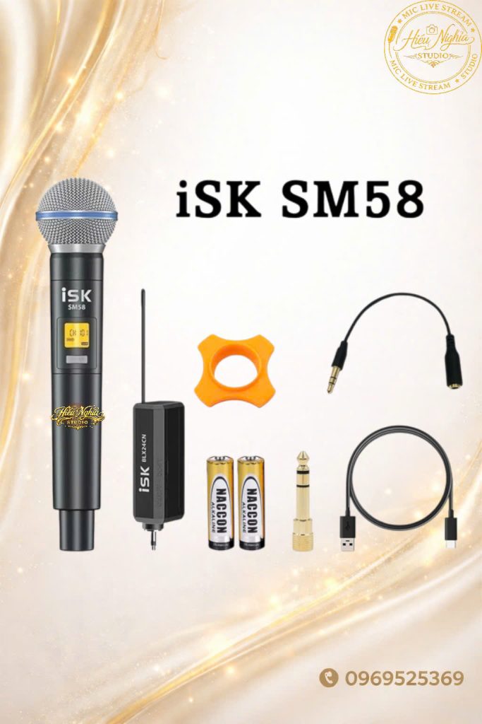 Micro LIVESTREAM thu âm ISK SM58 – Micro không dây